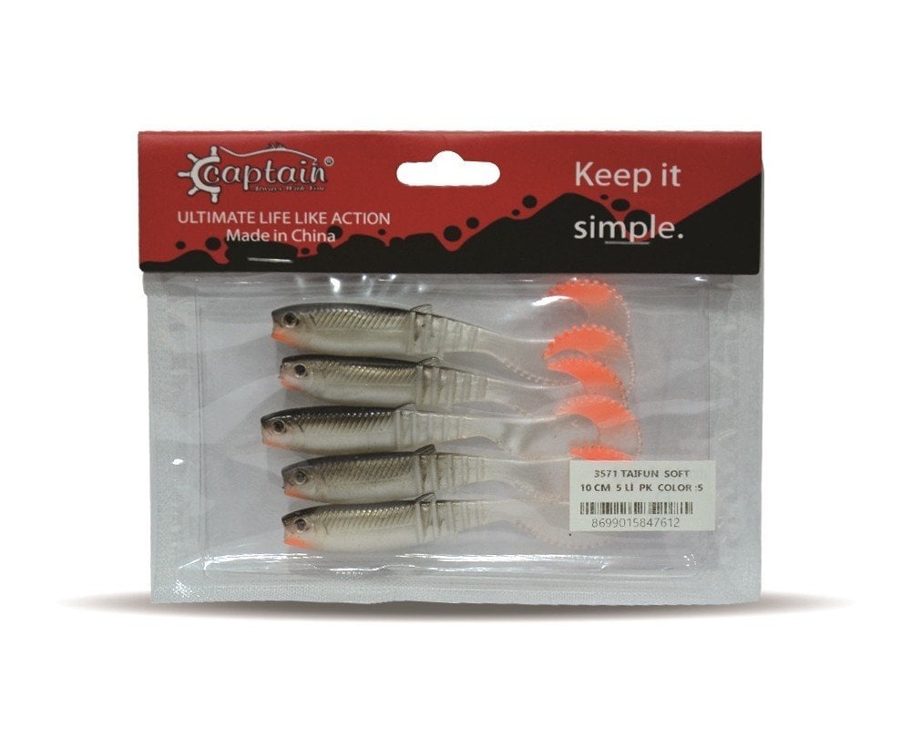 Captain 3571 Taifun Soft 10cm Levrek Silikonu 5'li Paket Suni Yem