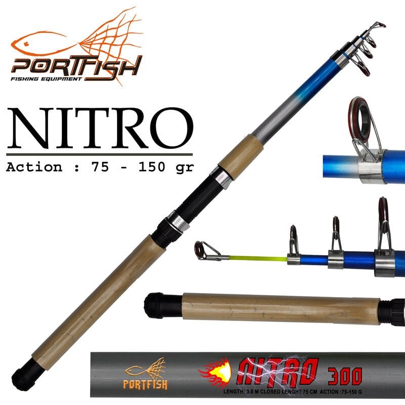 Portfish Nitro Teleskopik Fiber Olta Kamışı 330 cm 75-150gr