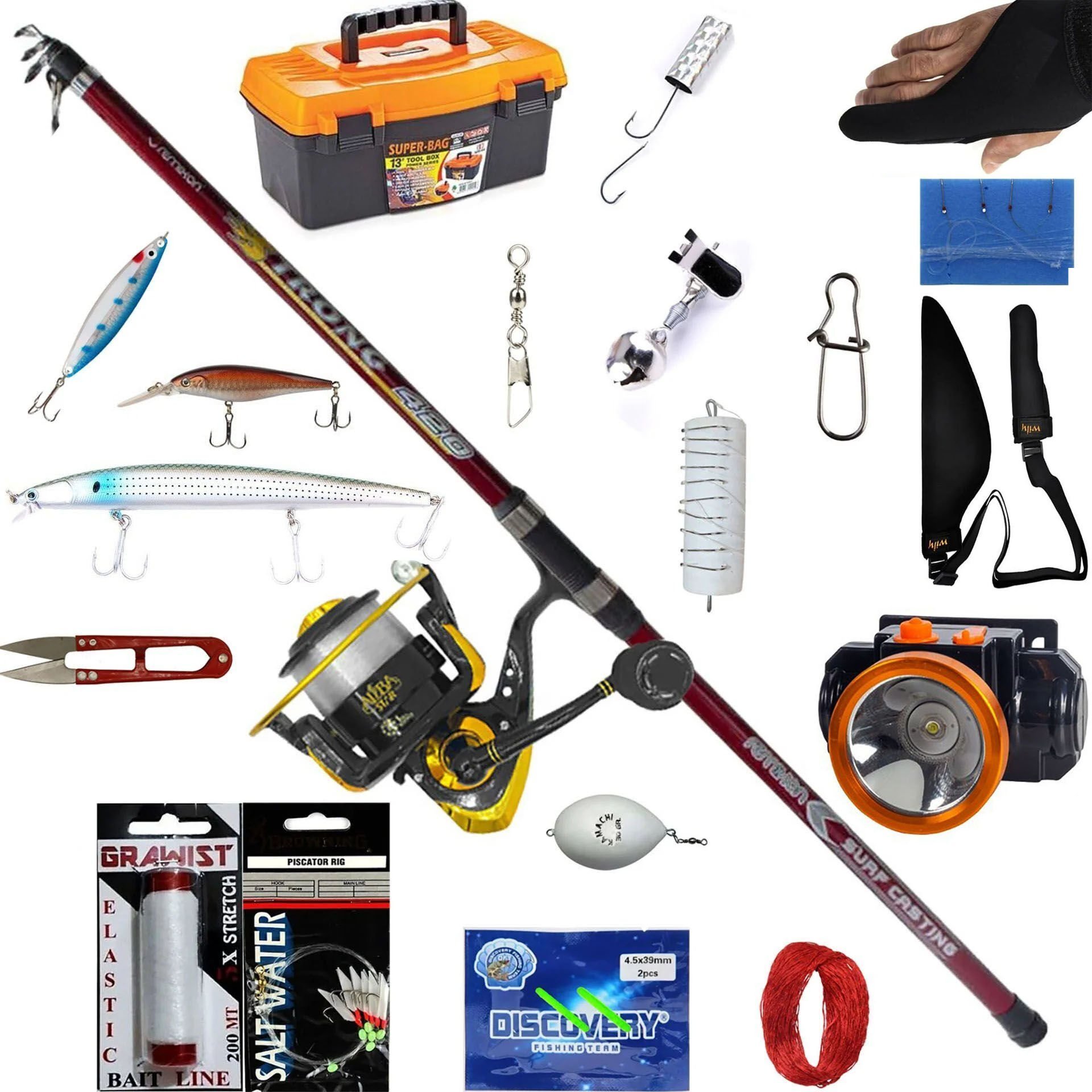 Balıkmarketim Strong 420 Telecast 6000 Kafa Fenerli Surf Olta Seti