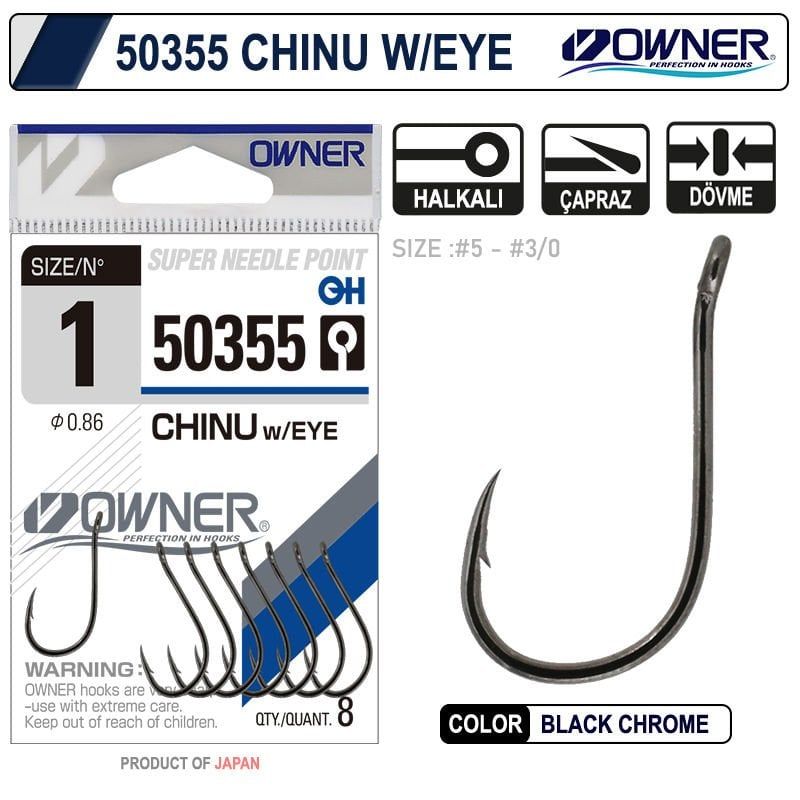 Owner 50355 Chinu W/ Eye Gun No:1-0 Black İğne 7 Adet
