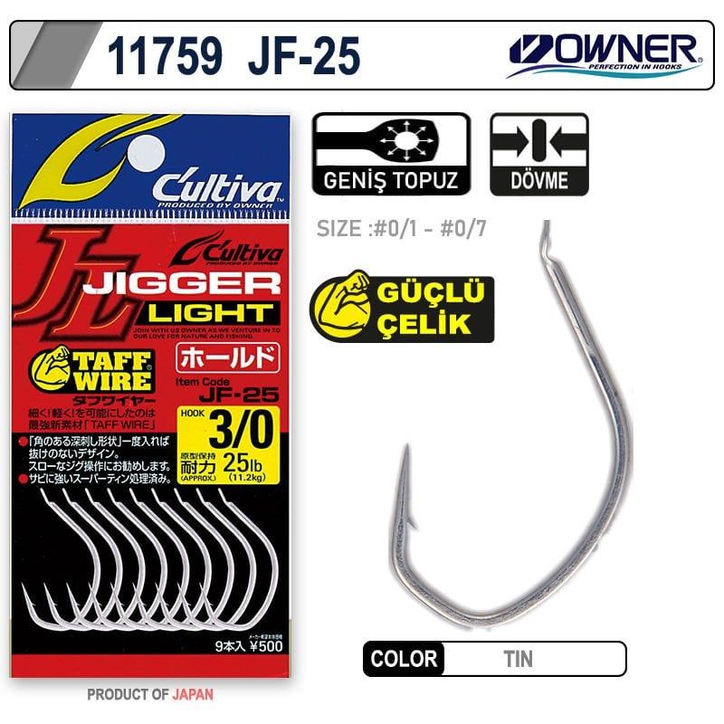 Cultiva 11759 Jigger Light Hold No:1-0 Jig İğnesi 11 Adet