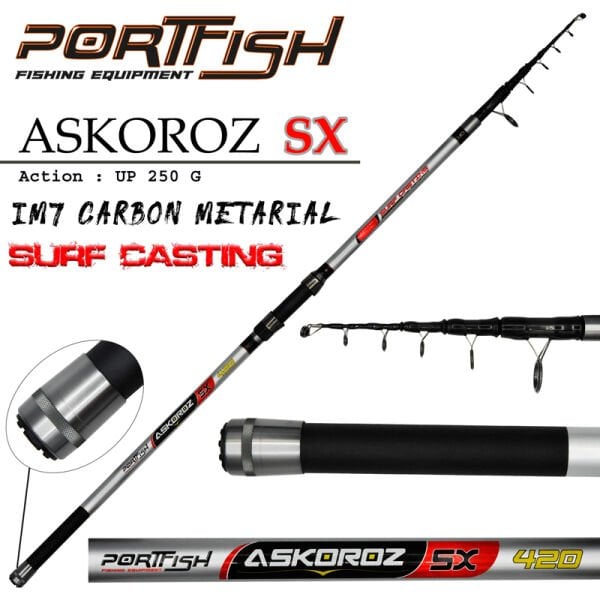 Portfish Askoroz SX Surf Carbon Kamışı UP - 250 gr 420 CM