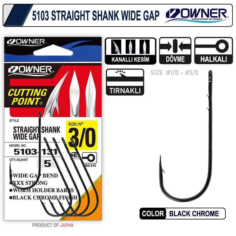 Owner 5103 Straight Shank Wide Gap Uzun Pala Lüfer İğnesi