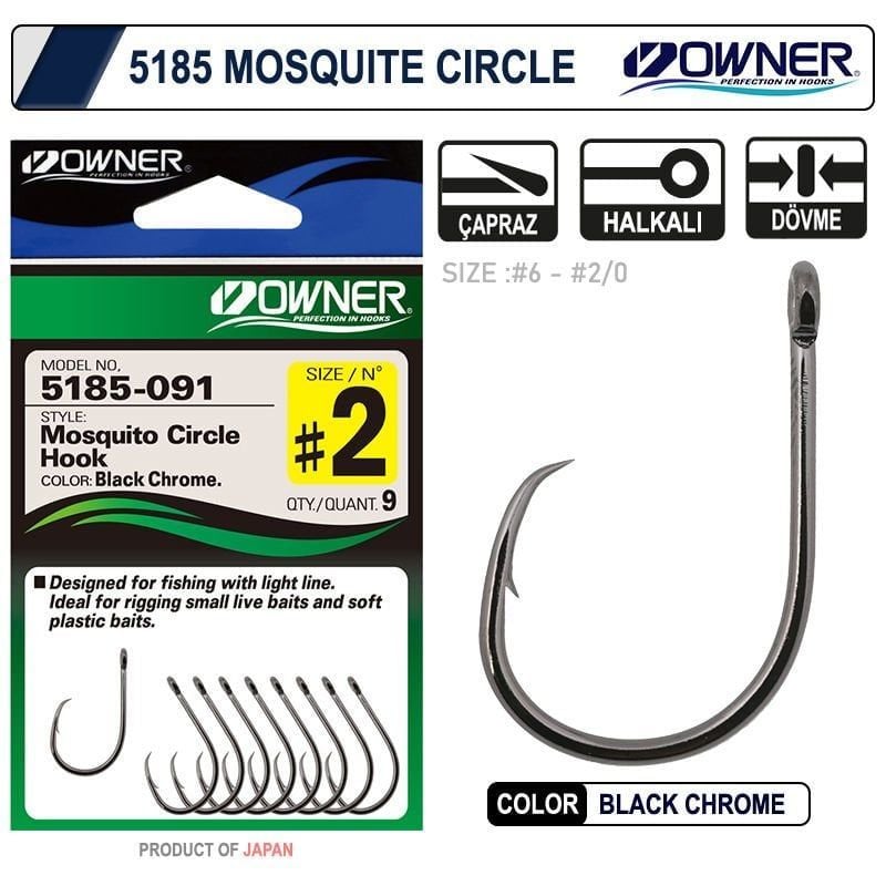 Owner 5185 Mosquito Circle No:2-0 Black Chrome Sinek İğne 6 Adet
