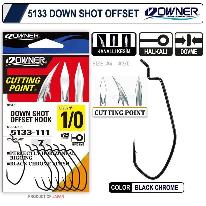 Owner 5133 Down Shot Offset Black Chrome No:1-0 Olta İğnesi 7 Adet
