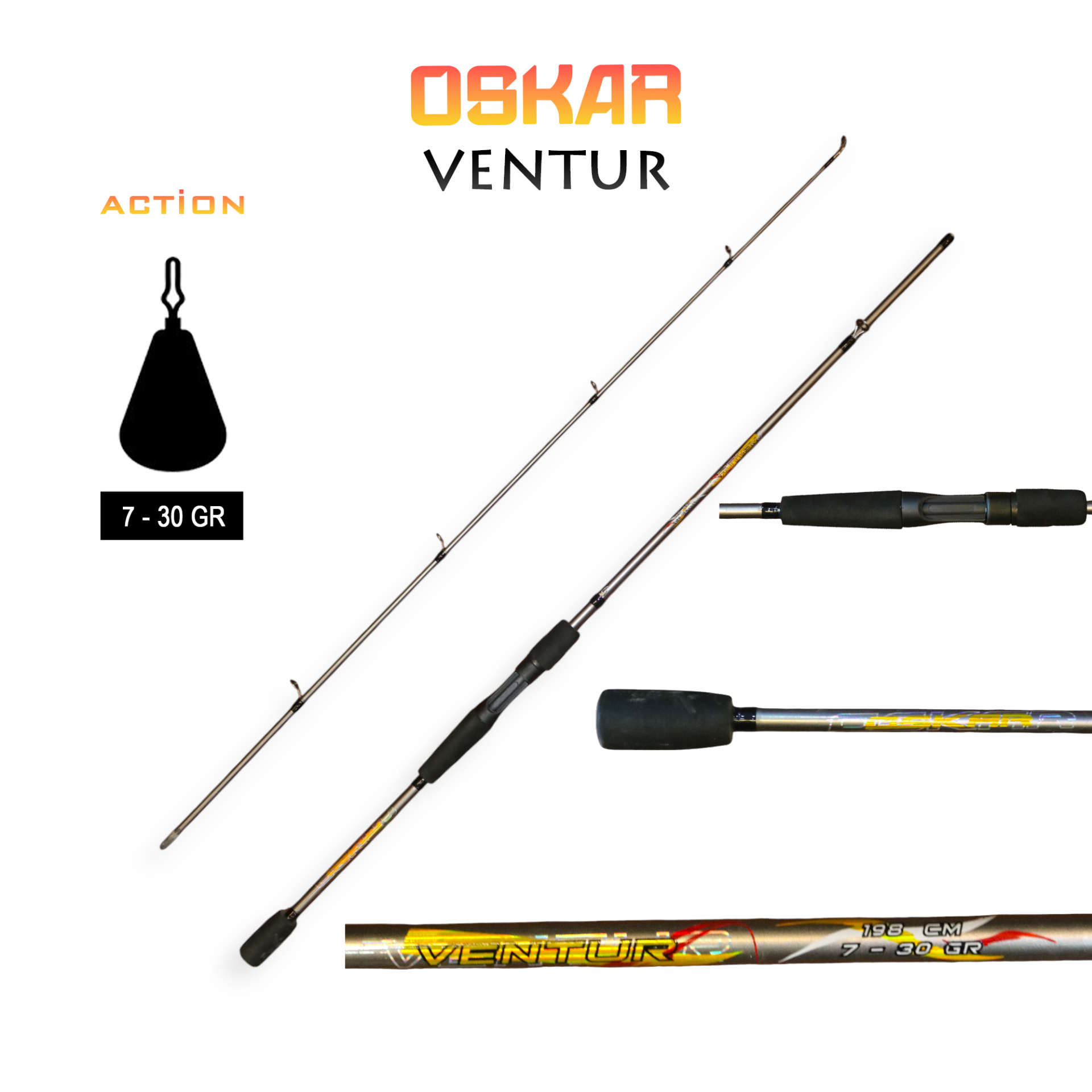 Oskar Ventur 198cm Spin Olta Kamışı 7-30g