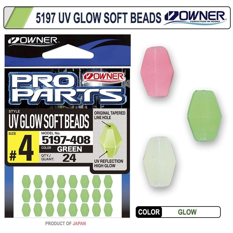 Owner 5197 No S Uv Glow Soft Beads Size 3 Pink