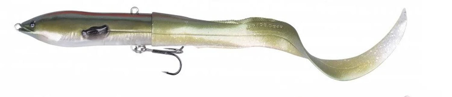 Savage Gear 3D Hard Eel Tail Bait Green Silver 17 cm 40g 1+2 Yavaş Batan Suni Yem 0.8-1.0 Yüzme Derinliği