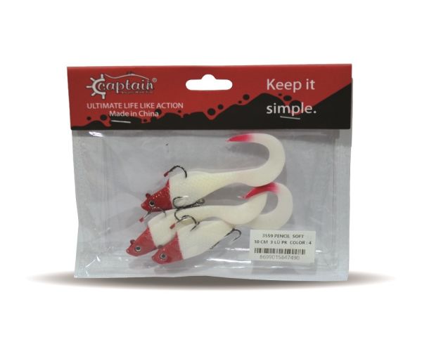 Captain 3559 Pencil Soft 10cm Levrek Silikonu 3'lü Suni Balık 4