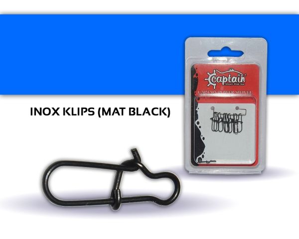 Captain 5016 Sahte Balık Klipsi Snap İnox 10'lu Paket Mat Black 00