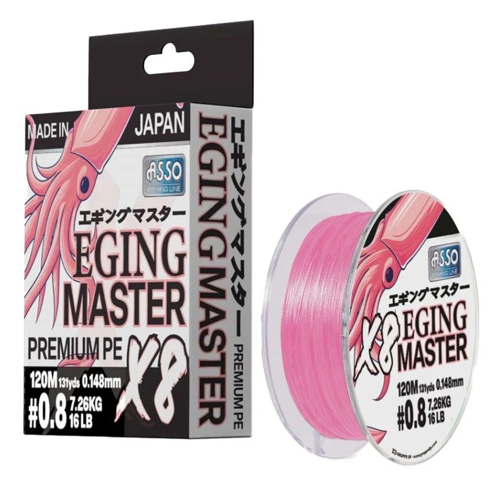 Asso 8X Eging Master PE 8 Örgü İp Misina 120mt Pink 0.8 PE