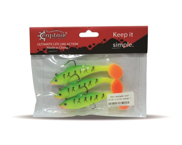 Captain 3567 Cracker Soft 10cm Levrek Turna Silikonu 3'lü Set Suni Balık 5
