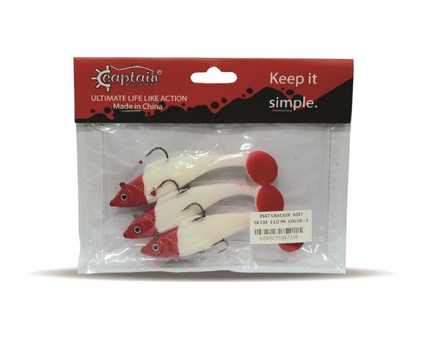 Captain 3567 Cracker Soft 10cm Levrek Turna Silikonu 3'lü Set Suni Balık 4
