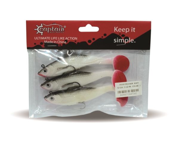 Captain 3568 Cracker Soft 12cm Levrek Turna Silikonu 3'lü Set Suni Balık 1