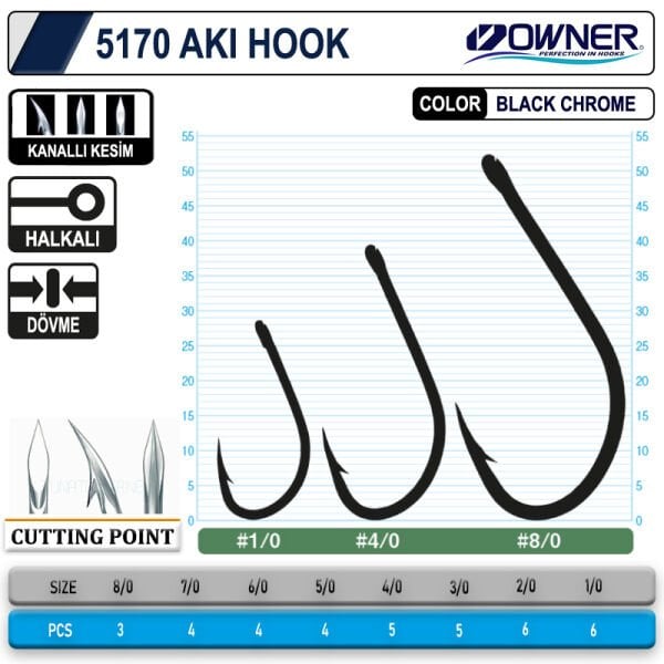 Owner 5170 Aki Hook Black Chrome İğne