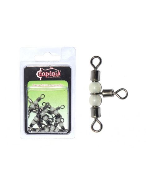 Captain 5048 Üçlü Boncuklu Fırdöndü 10'lu Paket Black Nikel 3x4