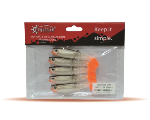 Captain 3569 Style Soft 8cm Levrek Silikonu 5'li Paket Suni Yem 3