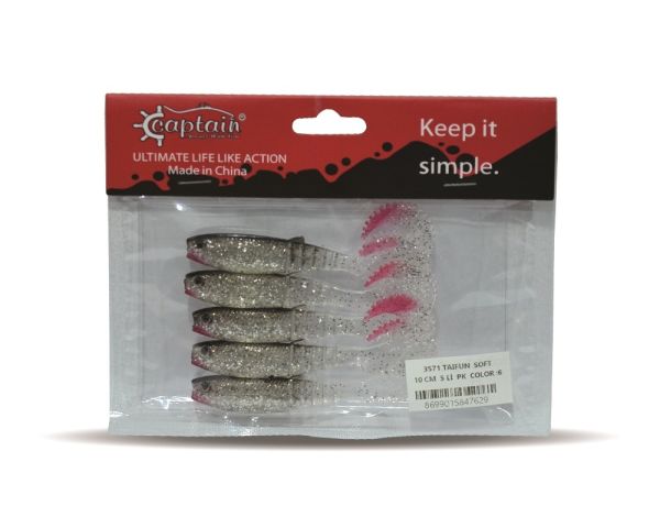 Captain 3571 Taifun Soft 10cm Levrek Silikonu 5'li Paket Suni Yem 6