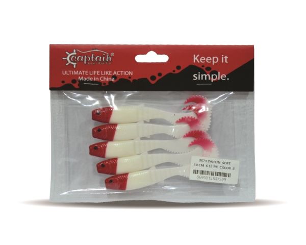 Captain 3571 Taifun Soft 10cm Levrek Silikonu 5'li Paket Suni Yem 3