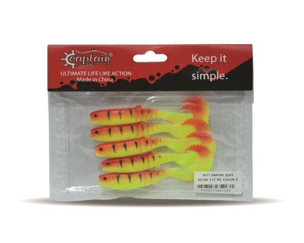 Captain 3571 Taifun Soft 10cm Levrek Silikonu 5'li Paket Suni Yem 8
