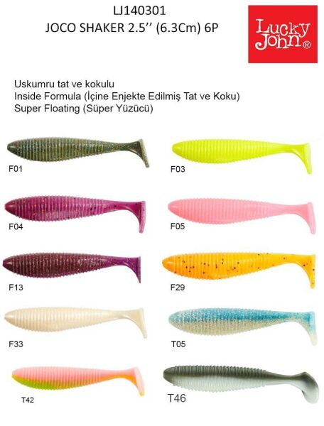 Lucky John Joco Shaker 2.5'' (6.35 cm) 6P Silikon Yem T42