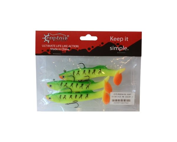 Captain 3575 Perfecto Soft 10cm Turna Silikonu 3'lü Paket Suni Balık 2
