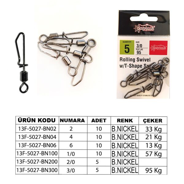 Captain 5027 Kilitli Klips Speed 10'lu Paket Black Nikel 3/0