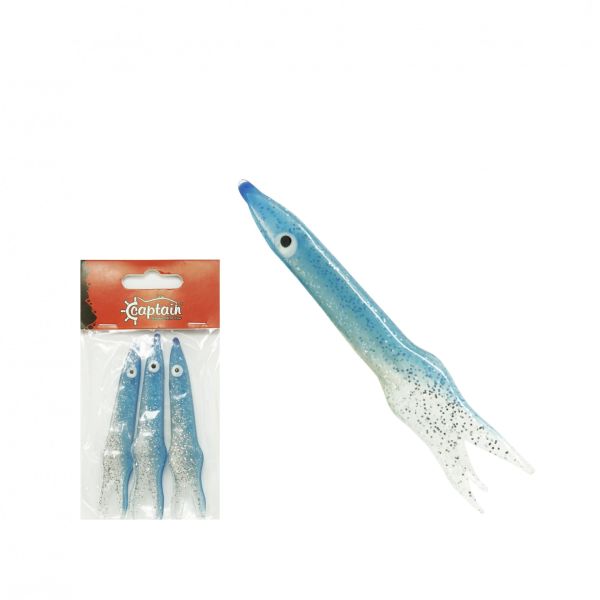 Captain 3580 Octopus Glitter 8cm Sübye 3'lü Paket Suni Yem Mavi