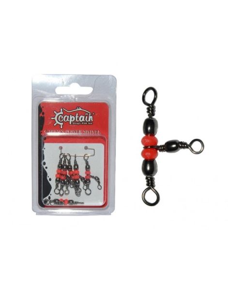 Captain 5129 Üçlü Boncuklu T Fırdöndü 5li Paket Black Nikel 6x8