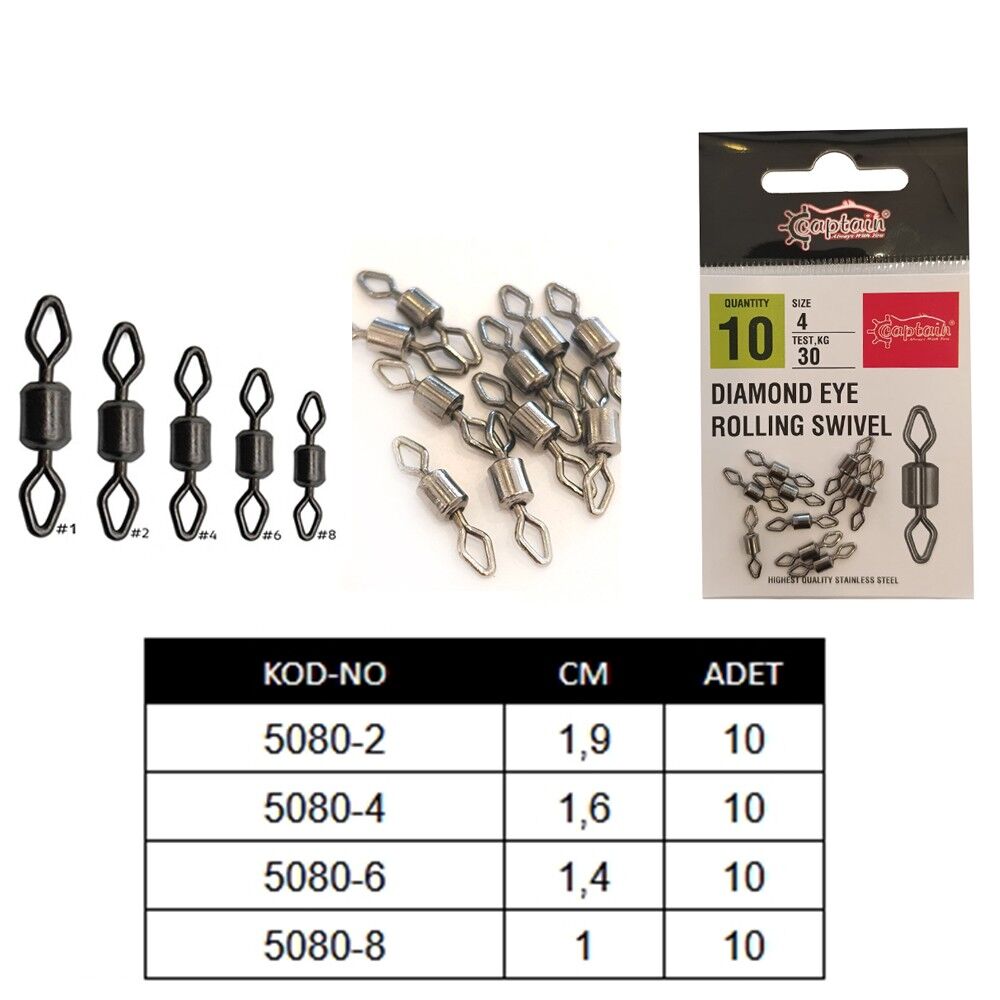 Captain 5080 Elmas Gözlü Fırdöndü 10'lu Paket Black Nikel 1