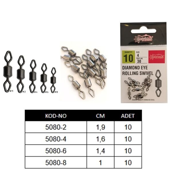 Captain 5080 Elmas Gözlü Fırdöndü 10'lu Paket Black Nikel 1
