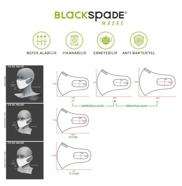 BLACKSPADE Çocuk Koruyucu Maske Kurukafa Desen S1
