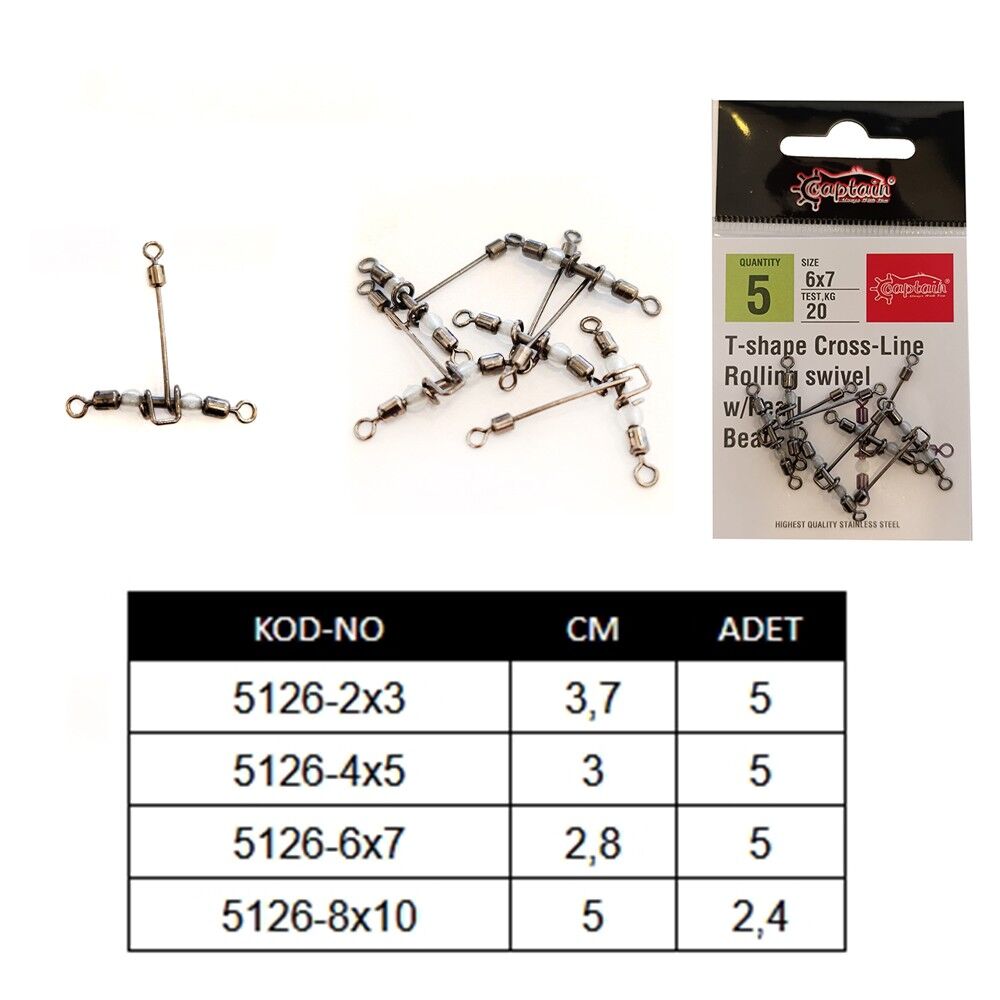Captain 5126 Üçlü Uzun T Fırdöndü 5'li Paket Black Nikel 2x3