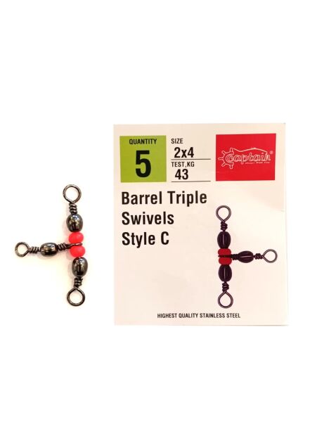 Captain 5129 Üçlü Boncuklu T Fırdöndü 5li Paket Black Nikel 2x4