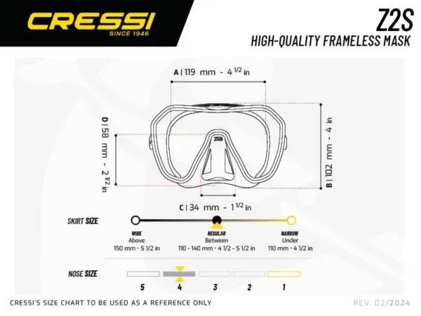 Cressi Z2S Dalış Maskesi BLACK/BLUE/ORANGE LENS