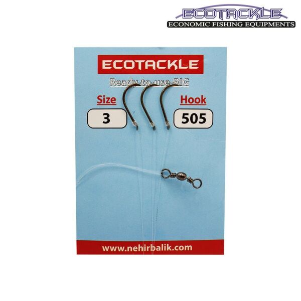 Ecotackle Fırdöndülü Yemli Takım 505 Bronz 3 İğne 100P 1/0