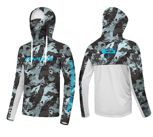 RYUJI UV PERFORMANCE HOODIE SHIRT+NECK, DARK TIDE