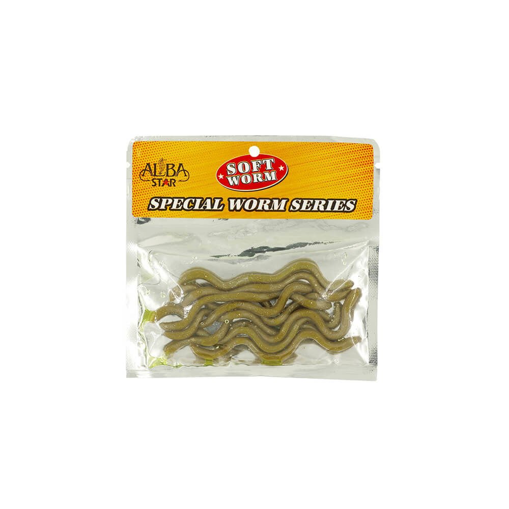 Albastar Soft Special Worm Sahte Kurt HAKİ - 10CM