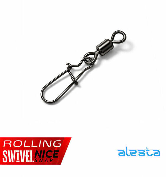 Alesta Rolling Swivel Rolling Snap No:10 Siyah Nikel Klipsli Fırdöndü 14 Adet 13kg Çeker