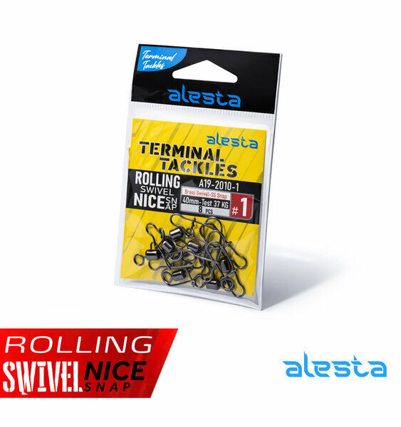 Alesta Rolling Swivel Rolling Snap No:10 Siyah Nikel Klipsli Fırdöndü 14 Adet 13kg Çeker