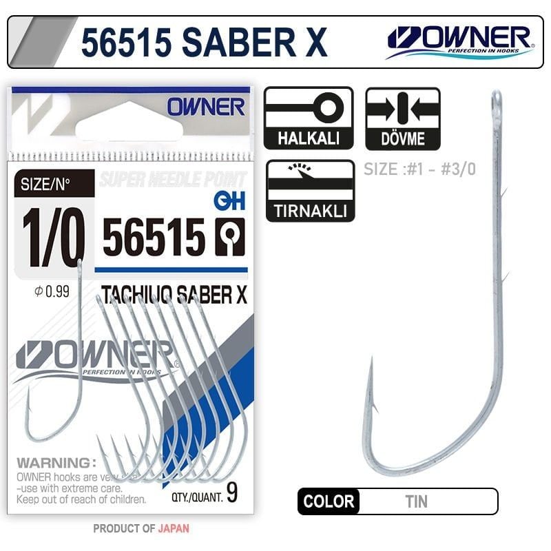 Owner 56515 Tachiuo Saber X Tin İğne No:1-0 7 Adet