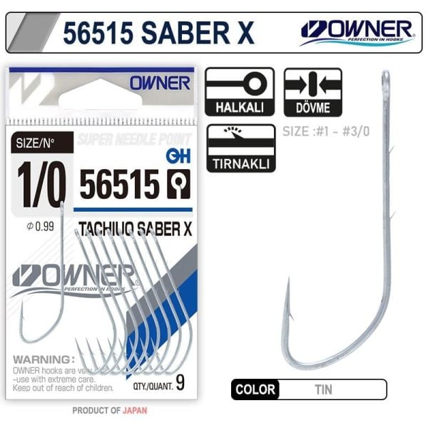 Owner 56515 Tachiuo Saber X Tin İğne No:1-0 7 Adet