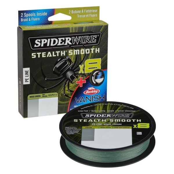 Spider Wire 8 Braid & Fluorocarbon Duo Spool System 150 & 50m Moss Green/Clear 0.15 & 0.40mm