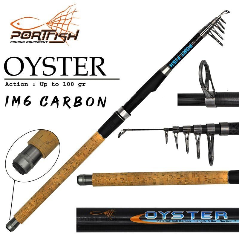 Portfish Oyster 360 cm 100g Atarlı Karbon Teleskopik Kamış