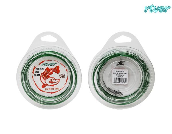 ÇELİK TEL MAKARA 10M+12 TEKLİ BURÇ YEŞİL 40 LBS