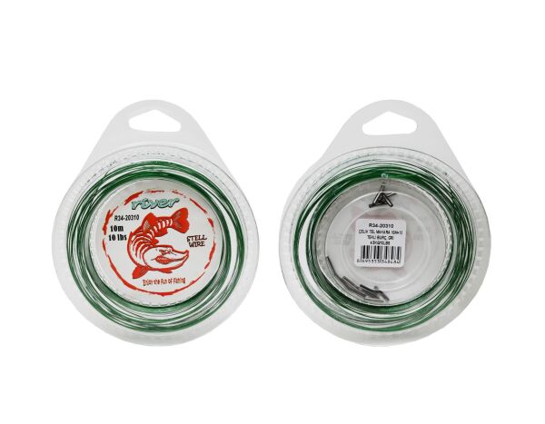 ÇELİK TEL MAKARA 10M+12 TEKLİ BURÇ YEŞİL 15 LBS