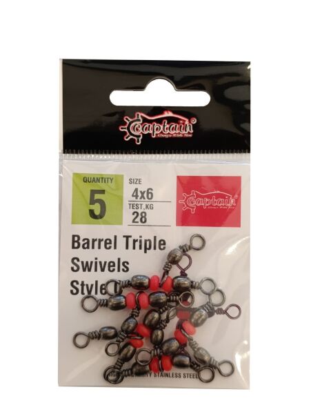 Captain 5129 Üçlü Boncuklu T Fırdöndü 5li Paket Black Nikel 8X10
