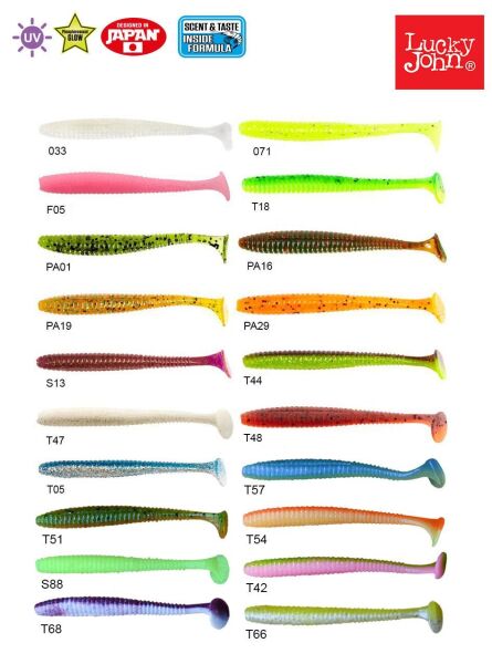 Lucky John S-Shad Tail 3.8'' (9.65 cm) 5P Silikon Yem PA19