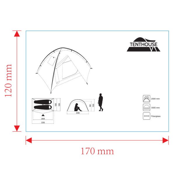 Tenthouse (Auto2) 2 Kişilik Otomatik Çadır (50+145)*240*105 cm
