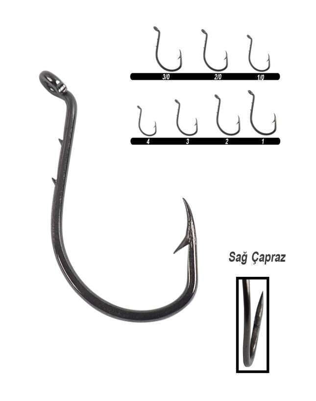 Youvella 1355 Delikli Tırnaklı Papağan Olta İğnesi 100lü Kutu Black Nikel